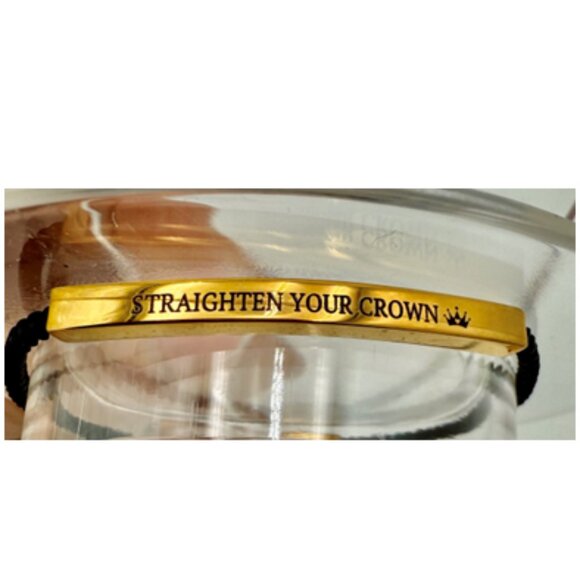NWT-Mint & Lilly "Straighten Your Crown" Gold Bracelet - Picture 3 of 5